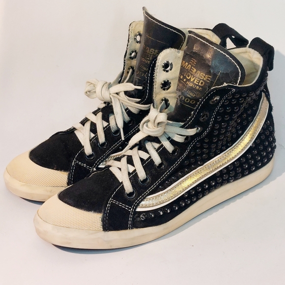 Primabase black suede & leather studded hi-top sneakers, EU40, EUC - Picture 11 of 16